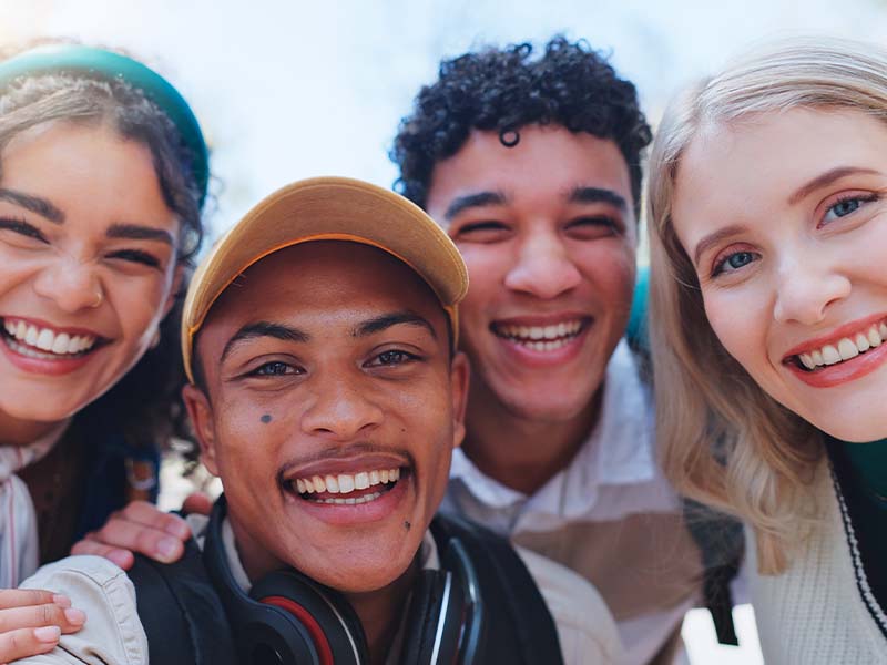 Friends smiling together
